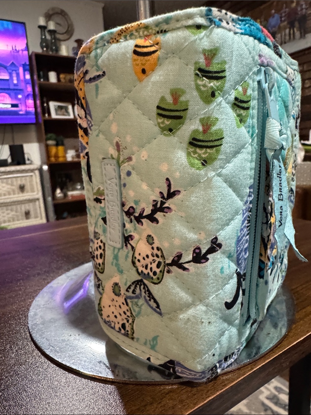 Vera Bradley Quilted Fold-Over Wallet in Aqua Floral Print - Picture 6 of 6